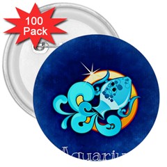 Zodiac Aquarius 3  Buttons (100 pack) 