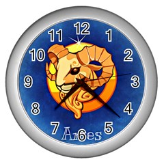 Zodiac Aries Wall Clocks (silver) 