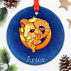 Zodiac Aries Round Ornament (two Sides) by Mariart