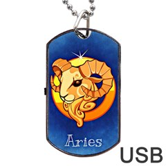 Zodiac Aries Dog Tag Usb Flash (two Sides) by Mariart