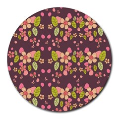 Floral Pattern Round Mousepads by Valentinaart