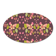 Floral Pattern Oval Magnet by Valentinaart