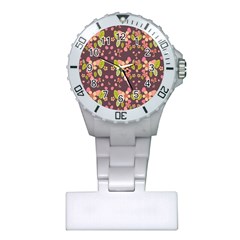 Floral Pattern Plastic Nurses Watch