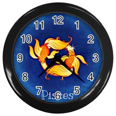 Zodiac Pisces Wall Clocks (black) by Mariart