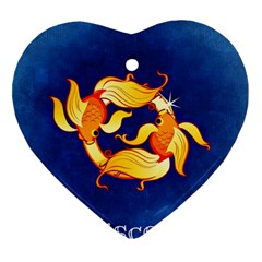 Zodiac Pisces Heart Ornament (two Sides) by Mariart