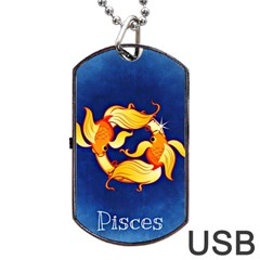 Zodiac Pisces Dog Tag Usb Flash (two Sides) by Mariart