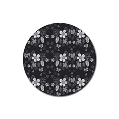 Floral Pattern Rubber Coaster (round)  by Valentinaart