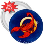 Zodiac Scorpio 3  Buttons (100 pack)  Front