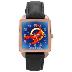 Zodiac Scorpio Rose Gold Leather Watch  by Mariart