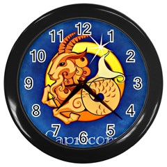 Zodiac Capricorn Wall Clocks (black) by Mariart