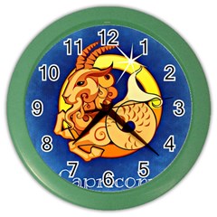 Zodiac Capricorn Color Wall Clocks by Mariart