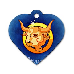 Zodiac Taurus Dog Tag Heart (two Sides) by Mariart