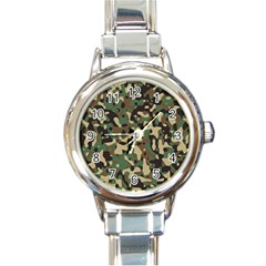 Army Camouflage Round Italian Charm Watch