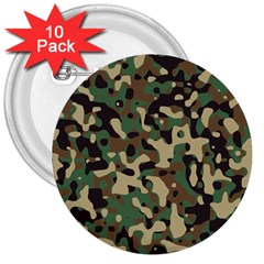 Army Camouflage 3  Buttons (10 Pack)  by Mariart