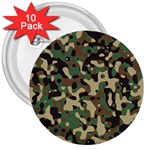 Army Camouflage 3  Buttons (10 pack)  Front