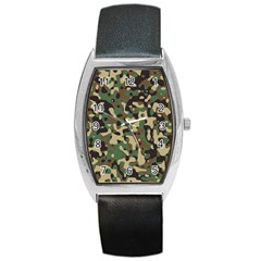 Army Camouflage Barrel Style Metal Watch by Mariart