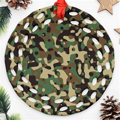 Army Camouflage Round Filigree Ornament (two Sides) by Mariart