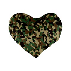 Army Camouflage Standard 16  Premium Flano Heart Shape Cushions by Mariart