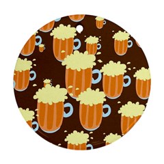 A Fun Cartoon Frothy Beer Tiling Pattern Ornament (round)