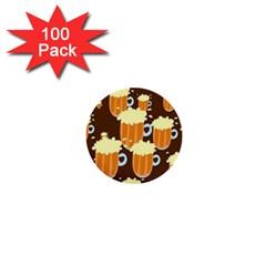 A Fun Cartoon Frothy Beer Tiling Pattern 1  Mini Buttons (100 Pack)  by Nexatart