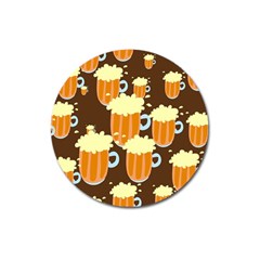 A Fun Cartoon Frothy Beer Tiling Pattern Magnet 3  (round) by Nexatart