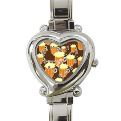 A Fun Cartoon Frothy Beer Tiling Pattern Heart Italian Charm Watch by Nexatart