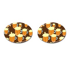 A Fun Cartoon Frothy Beer Tiling Pattern Cufflinks (oval) by Nexatart