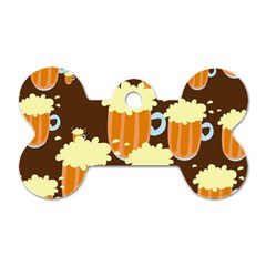 A Fun Cartoon Frothy Beer Tiling Pattern Dog Tag Bone (one Side) by Nexatart