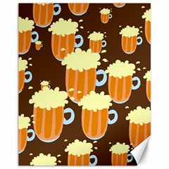 A Fun Cartoon Frothy Beer Tiling Pattern Canvas 11  X 14   by Nexatart