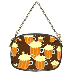 A Fun Cartoon Frothy Beer Tiling Pattern Chain Purses (two Sides)  by Nexatart