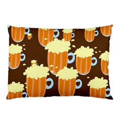 A Fun Cartoon Frothy Beer Tiling Pattern Pillow Case by Nexatart