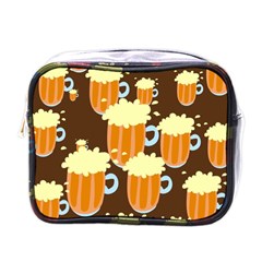 A Fun Cartoon Frothy Beer Tiling Pattern Mini Toiletries Bags by Nexatart