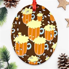 A Fun Cartoon Frothy Beer Tiling Pattern Ornament (oval Filigree) by Nexatart