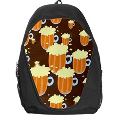 A Fun Cartoon Frothy Beer Tiling Pattern Backpack Bag by Nexatart