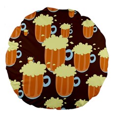 A Fun Cartoon Frothy Beer Tiling Pattern Large 18  Premium Round Cushions by Nexatart