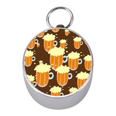 A Fun Cartoon Frothy Beer Tiling Pattern Mini Silver Compasses by Nexatart