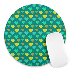 Hearts Seamless Pattern Background Round Mousepads by Nexatart