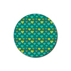 Hearts Seamless Pattern Background Rubber Coaster (round)  by Nexatart