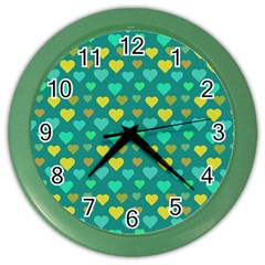 Hearts Seamless Pattern Background Color Wall Clocks by Nexatart