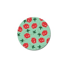 Red Floral Roses Pattern Wallpaper Background Seamless Illustration Golf Ball Marker by Nexatart