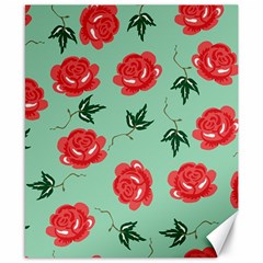 Red Floral Roses Pattern Wallpaper Background Seamless Illustration Canvas 8  X 10  by Nexatart