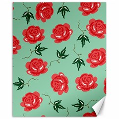 Red Floral Roses Pattern Wallpaper Background Seamless Illustration Canvas 16  X 20   by Nexatart