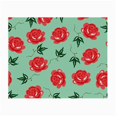 Red Floral Roses Pattern Wallpaper Background Seamless Illustration Small Glasses Cloth (2-side) by Nexatart