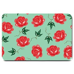 Red Floral Roses Pattern Wallpaper Background Seamless Illustration Large Doormat  by Nexatart