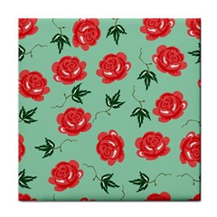 Red Floral Roses Pattern Wallpaper Background Seamless Illustration Face Towel by Nexatart