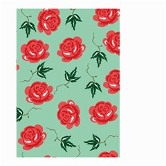 Red Floral Roses Pattern Wallpaper Background Seamless Illustration Small Garden Flag (two Sides) by Nexatart