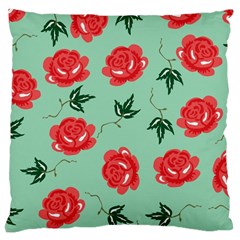 Red Floral Roses Pattern Wallpaper Background Seamless Illustration Large Cushion Case (two Sides) by Nexatart