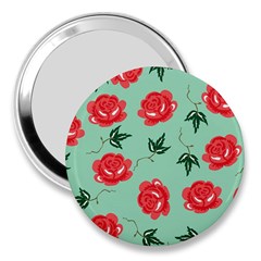 Red Floral Roses Pattern Wallpaper Background Seamless Illustration 3  Handbag Mirrors by Nexatart