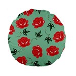 Red Floral Roses Pattern Wallpaper Background Seamless Illustration Standard 15  Premium Round Cushions Back