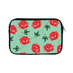 Red Floral Roses Pattern Wallpaper Background Seamless Illustration Apple Ipad Mini Zipper Cases by Nexatart